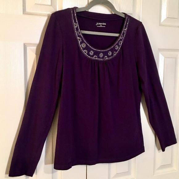 ST. JOHN’S BAY Embellished Purple Top - Picture 4 of 7